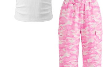 JiAmy Girls Clothes Tracksuit Outfits 2 Piece Clothing Sets Tweens 7-14Y Soft, breathable,ribbed short sleeve crew neck tops,trendy wide-leg cargo pants with multi-pockets,casual &sport &school