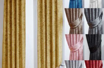 John Aird Crushed Velvet Fully Lined Eyelet Curtains (Ochre, 46 Wide x 54 Drop)