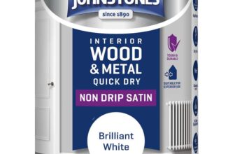 Johnstones – Wood & Metal Paint – Satin Finish – Brilliant White – 750ml – Water Based – Non Drip & Quick Drying – Radiator Paint