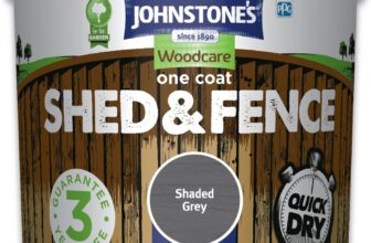 Johnstones Woodcare One Coat Shed and Fence – Shaded Grey – 5L