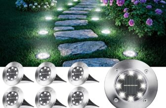 Joomer Solar Lights Outdoor Garden, 600mAh Solar Ground Lights 8 LED Solar Powered Disk Lights Waterproof for Pathway Yard Walkway Patio Lawn Path(12 Pack, Cool White)