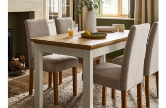 Julipa Ashford Dining Table with 4 Ava Fabric Chairs