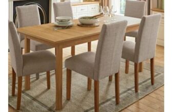 Julipa Ashford Extending 6 to 8 Seater Table with 6 Ava Fabric Chairs