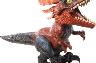 Jurassic World GYW89 – A New Age – Uncaged Rowdy Roars Pyroraptor dinosaur action figure, toy gift with interactive movements and sound response to touch, multicolor