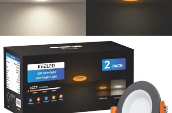 KEELED LED Black Downlight with Night Light, Recessed Lighting, 230V, 6W, 3CCT 3000K/4000K/6000K Selectable, 70-85mm Cutout, 2-Pack