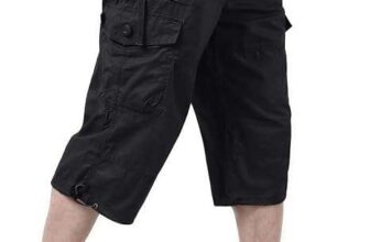 KEFITEVD Mens Cotton Cargo 3/4 Capri Shorts with Multiple Pockets