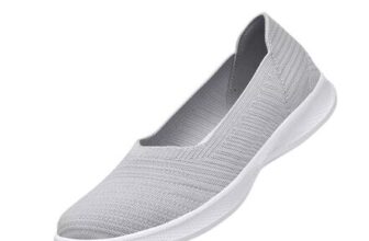 KONHILL Womens Mesh Slip-on Loafers, Casual Flats, 7UK, Light Gray