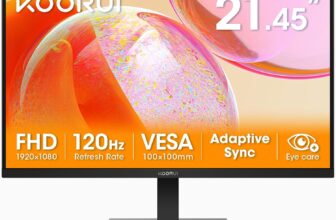 KOORUI 22 Inch 120Hz Monitor, FHD 1080P, VA, Adaptive Sync, Eye Care 1080P Pc Screen, 5ms, VESA 100x100mm, HDMI, VGA, Tilt Adjustment