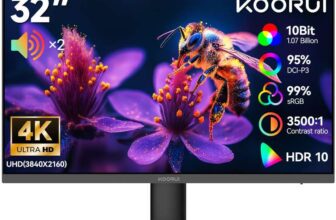 KOORUI E3241A 32 Inch UHD 4K Monitor, 3840×2160, 95% DCI-P3 & HDR10, 10Bit Colour – Sold by Intellix Displays FBA