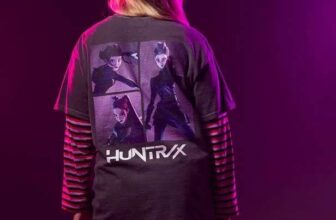 KPop Demon Hunters Huntr/x Adult Oversized Charcoal T-Shirt w/Back Print free delivery over £50