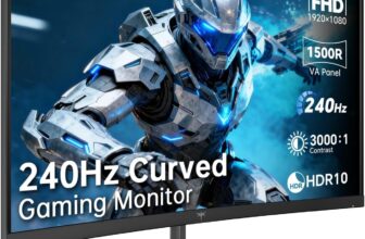 KTC 24 Inch Curved Gaming Monitor, FHD 240Hz, 1500R VA Curved Monitor, 3000:1 Contrast, Adaptive Sync, Low Blue Light, VESA Mount, 1080P PC Gaming Monitor