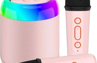 Karaoke Machine for Kids with 2 Microphones, Portable Kids Karaoke Machines for Girls with LED Party Lights,Girls Toys Birthday Gifts for Kids Age 14-18 Christmas Xmas Gifts(Pink 2 Mic)