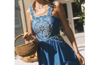 Keira Embroidered Midi Dress Blue