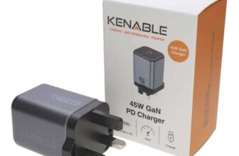 Kenable 45W USB-C UK Mains GaN Wall Phone/Laptop/Tablet Charger USB-C with PD and PPS
