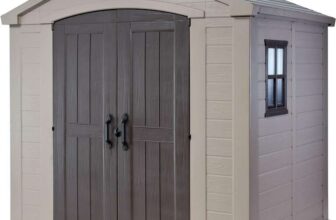 Keter Factor 8 x 6 ft Outdoor Storage Shed, Beige/Brown