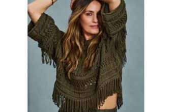 Khaki Fringe Crochet Top