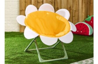 Kids Daisy Foldable Moon Camping Chair – Yellow/White