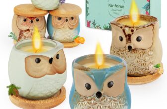Kinforse Luxury Scented Candle Gift Set for Women – Owl Candle 6 Fragrances Pieces, Aromatherapy Candles, Birthday Gifts for Ladies Mon Wife , Presents for Christmas Birthday Mothers Day
