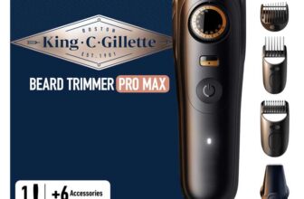 King C Gillette Cordless Beard Trimmer PRO MAX for Men with 40 Length Settings and Style Lock. 1 Trimmer
