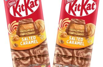 KitKat Salted Caramel Sharing Bar Crispy Wafer with Salted Caramel Filling Covered in Caramel Milk Chocolate Swirls 99g Bar
