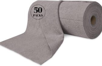 Kitchen Roll Reusable Paper: 50Pack Microfiber Washable Ultra Absorbent Softly Rags Drying Cleaning Cloth Household Dishcloths Kitchen Bathroom House Car Office Travel & Camping (04 Grey)