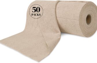 Kitchen Roll Reusable Paper Towels: 50Pack Microfiber Washable Ultra Absorbent Softly Rags Drying Cleaning Cloth Household Dishcloths Kitchen Bathroom House Car Office Travel & Camping (Khaki)