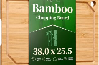 Kitsure Bamboo Chopping Board – Multi-Size Wooden Chopping Boards for Kitchen, 38.0 x 25.5 cm, Kitchen Essentials with Deep Juice Grooves, Cutting Board for Prep & Serving, Large, Natural