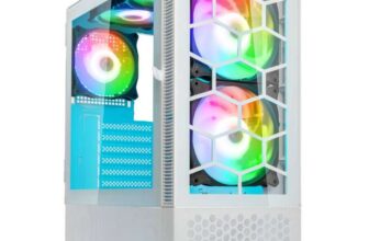 Kolink Observatory MX Glass ARGB Midi Tower Case – White – Includes 5 ARGB Fans with code