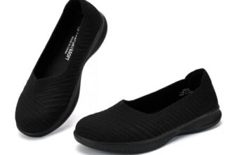 Konhill Womens Knit Slip-on Loafers – All Black