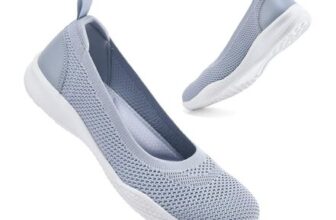 Konhill Womens Lightweight Mesh Slip-on Shoes, Light Grey UK 3