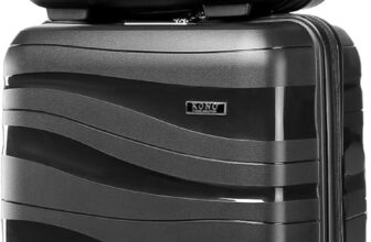 Kono Suitcase Set of 2, Lightweight Cabin Suitcase with Small Travel Case, Hard Shell PP Carry On Luggage for Short Trips, TSA Lock, Spinner Wheels & YKK Zips, Black