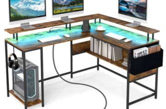 L-Shaped Gaming Desk Computer Desk w/LED Lights & Power Outlets – Sold & Delivered by FDS CORPORATION LIMITED