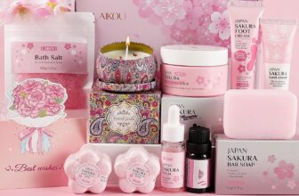 LAIKOU Sakura Bath Gift Set, 10PCS Aromatherapy Pamper Gifts for Women, Relaxation SPA Ladies Self Care Package, Mothers Day Christmas Birthday Gifts for Her Friend Sister Mum Wife
