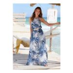 LASCANA Blue Printed Halter Neck Maxi Dress