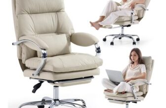 LEAGOO Office Chair with Footrest Reclining Desk Chair
