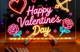 LED Light Up Board 12×8 Inch, Colorful Glowing Dry Erase Board for Kids & Adults, with Stand & 7 Markers, Luminous Drawing Message Board for Home Office, New Year Planning, Gift Idea