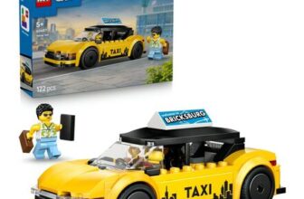 LEGO City Yellow Taxi Model Car Kit with 2 Minifigures 60487