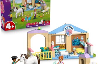 LEGO Friends Animal Vet Clinic – Educational Toy w/a Horse Stable, 2 Mini Dolls, Pet Dog, Bunny & Cat Figures Plus Accessories – Birthday Gift for 4 Year Old Girls – 42696