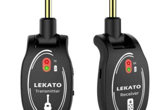 LEKATO Wireless Guitar System Rechargeable Transmitter & Receiver Digital System Cordless – w/voucher – Sold By ZMUK FBA