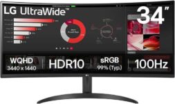 LG 34WR50QK 34 UltraWide Curved WQHD Monitor (3440×1440, 100Hz, VA, 5ms)