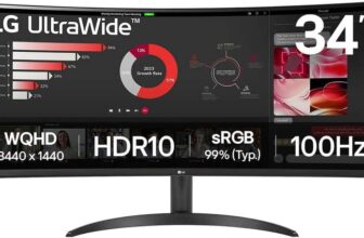 LG 34WR50QK 34 UltraWide Curved WQHD Monitor (3440×1440, 100Hz, VA, 5ms)