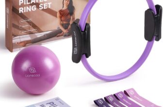 LIONSCOOL Pilates Ring Set – Premium14Magic Circle with Dual Padded Handles – Includes Pilates Mini Ball & Highly Elastic Resistance Bands & Workout Guide & Bag