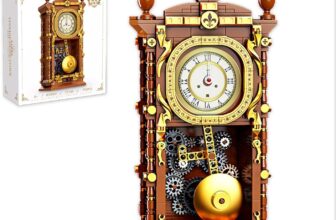 LN Cozy CORNE Retro Pendulum Clock 3D Wooden Puzzle DIY Building Set with Real Clock Function & Linked Mechanical Pendulum Unique Home Decor Gift for Adults, Teens 751-Piece