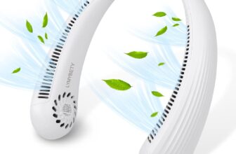 LYMYBETY Portable Neck Fan, Rechargeable Hanging Bladeless Hands Free Fan with 3 Speeds, 3000 mAh Battery Operated Wearable Personal for Men Women Kids Home Office Travel Outdoor (White, 3000 mAh)