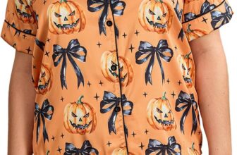 LYSINK Women Halloween 2 Piece Pajama Set Short Sleeve Button Down Shirt Lounge Shorts Pjs Y2k Cute Holiday Sleepwear