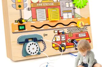 LZDMY Toddlers Montessori Busy Board for 2 3 4 Year Olds, Wooden Sensory busy Board with LED Lights, Sounds & Switches, Toddlers Educational Activity Board Travel Toys, Birthday Gifts for Boys Girls