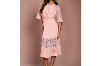 Lace Insert Midi Dress