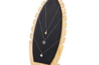 Large 7-Slot Wood Necklace Display Stand with PU Leather Padding