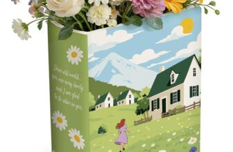 Large Book-Shaped Decorative Vase, Pastoral Style Ceramic Book Shaped Vases for Flowers, Aesthetic Unique Flower Book Vase for Bookshelf Living Room Bedroom Room Table Decor Home Office
