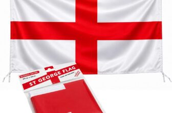 Large England St George Flag – 89 x 60 cm Durable Rayon Fabric England Flag with Strings. Great for St Georges Day Decorations, Football Games, Birthdays